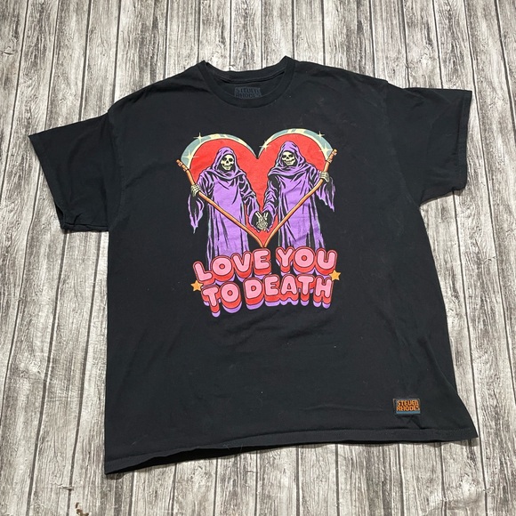 Adult XL Steven Rhodes Reaper Love You To Death Graphic Shirt Excellent Cond - Picture 1 of 7